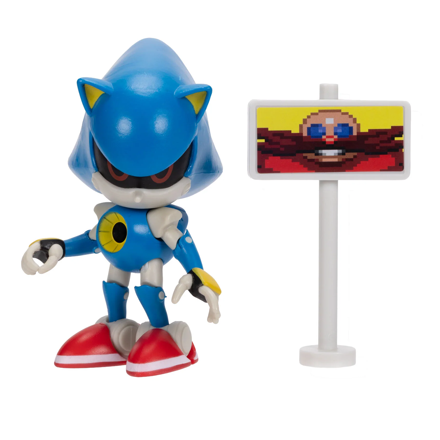 Metal Sonic the Hedgehog Collector's 35th Anniversary Edition Action Figure – 4in Articulated Figure Wave 23 by Jakks Pacific with sign accessory