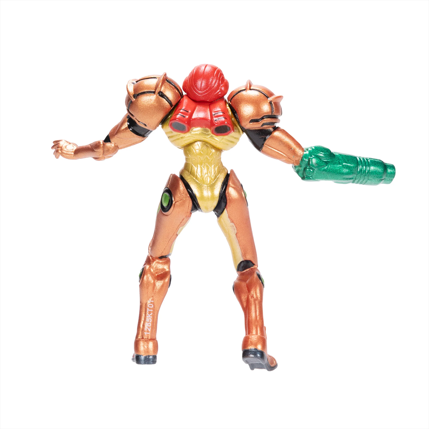 Samus in Varia Metroid Prime Figure 2.5 inch World of Nintendo 3 Points of Articulation by Go Figment showing rear copper and red suit pose