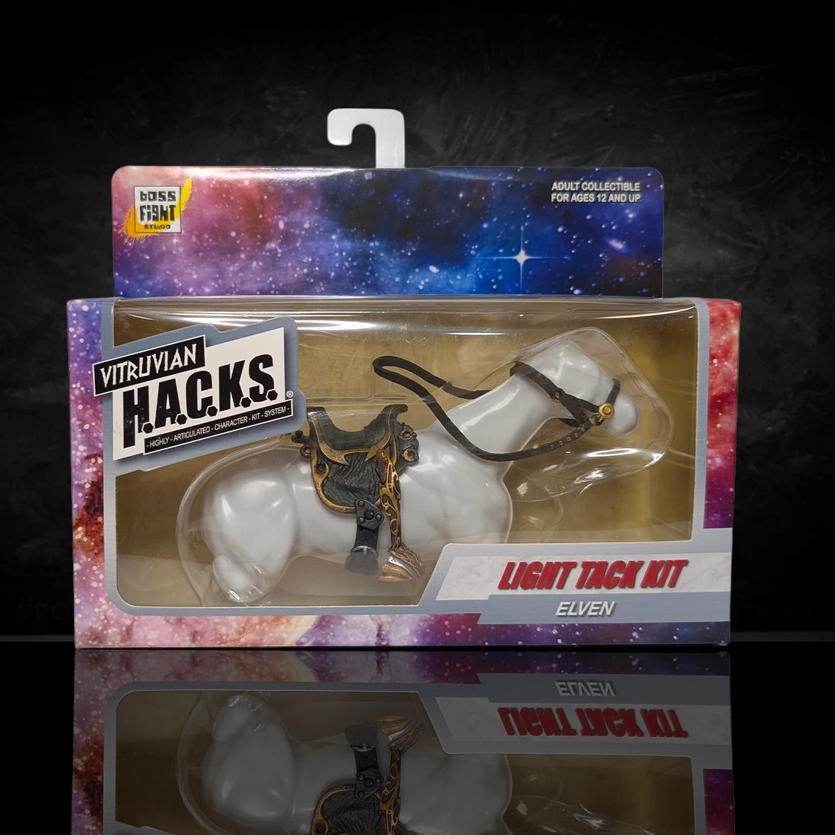 Mighty Steeds Elven Tack Kit Saddle Reins Vitruvian HACKS 1:18 Scale Green Gold collectible from Boss Fight Studio Llc in package