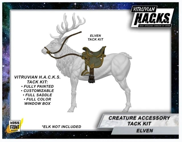 Mighty Steeds Elven Tack Kit Saddle Reins Vitruvian HACKS 1:18 Scale Green Gold by Boss Fight Studio Llc