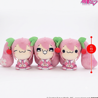 Three Hatsune Miku Sakura Miku Muhaha Plush U-PICK 6 Inch Official Licensed Vocaloid Collectible by UCC displayed together.