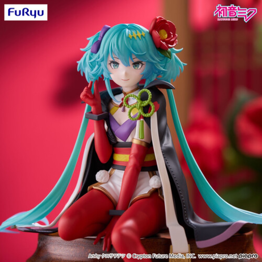 Hatsune Miku Flower Fairy Camellia Noodle Stopper Figure FuRyu new in box collectible by Banpresto with blue hair and red outfit