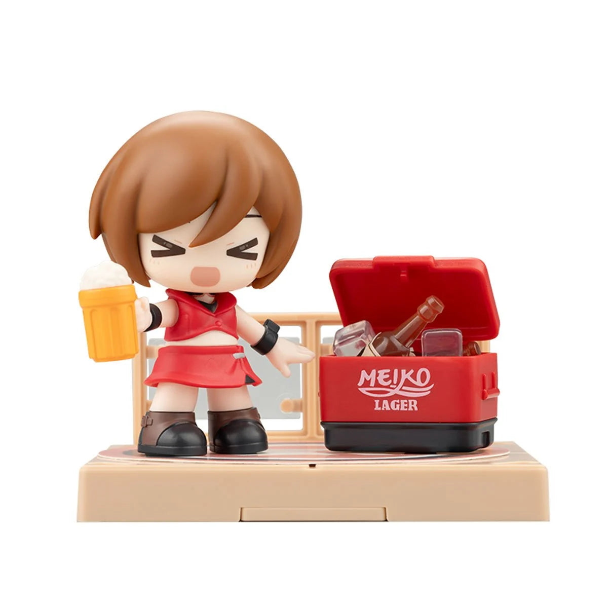 Vocaloid Hatsune Miku DaaVibe 01 Terrace Party Playset Complete Set of 6 by Blokees with figure holding beer mug and cooler accessory