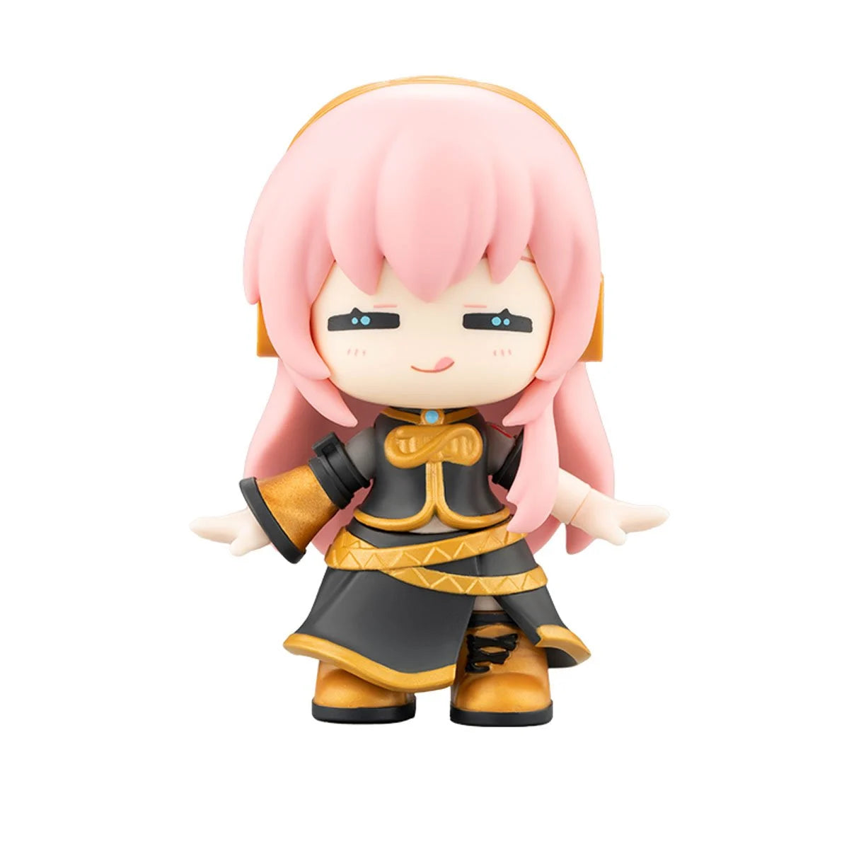 Vocaloid Hatsune Miku DaaVibe 01 Terrace Party Playset Complete Set of 6 by Blokees with pink-haired figure in black and gold outfit