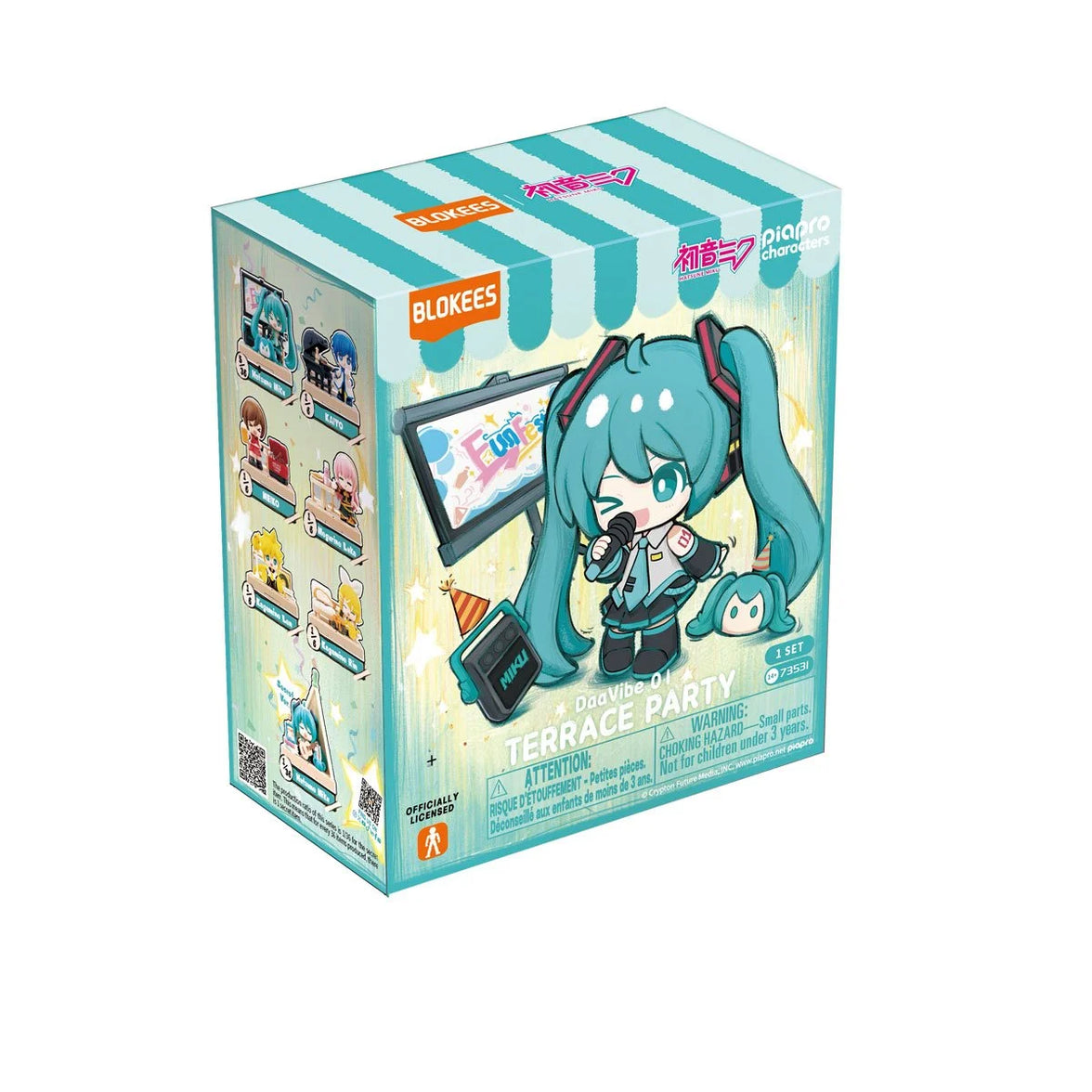 Vocaloid Hatsune Miku DaaVibe 01 Terrace Party Playset Complete Set of 6 by Blokees in new box packaging with chibi figure design