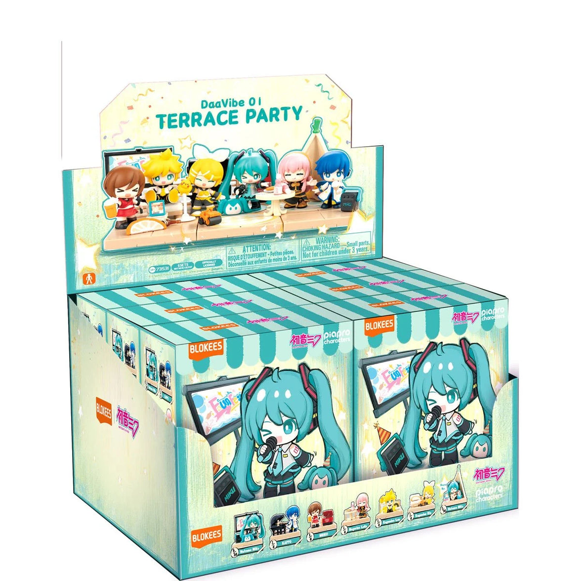 Vocaloid Hatsune Miku DaaVibe 01 Terrace Party Playset Complete Set of 6 by Blokees with vibrant collectible figures in display box