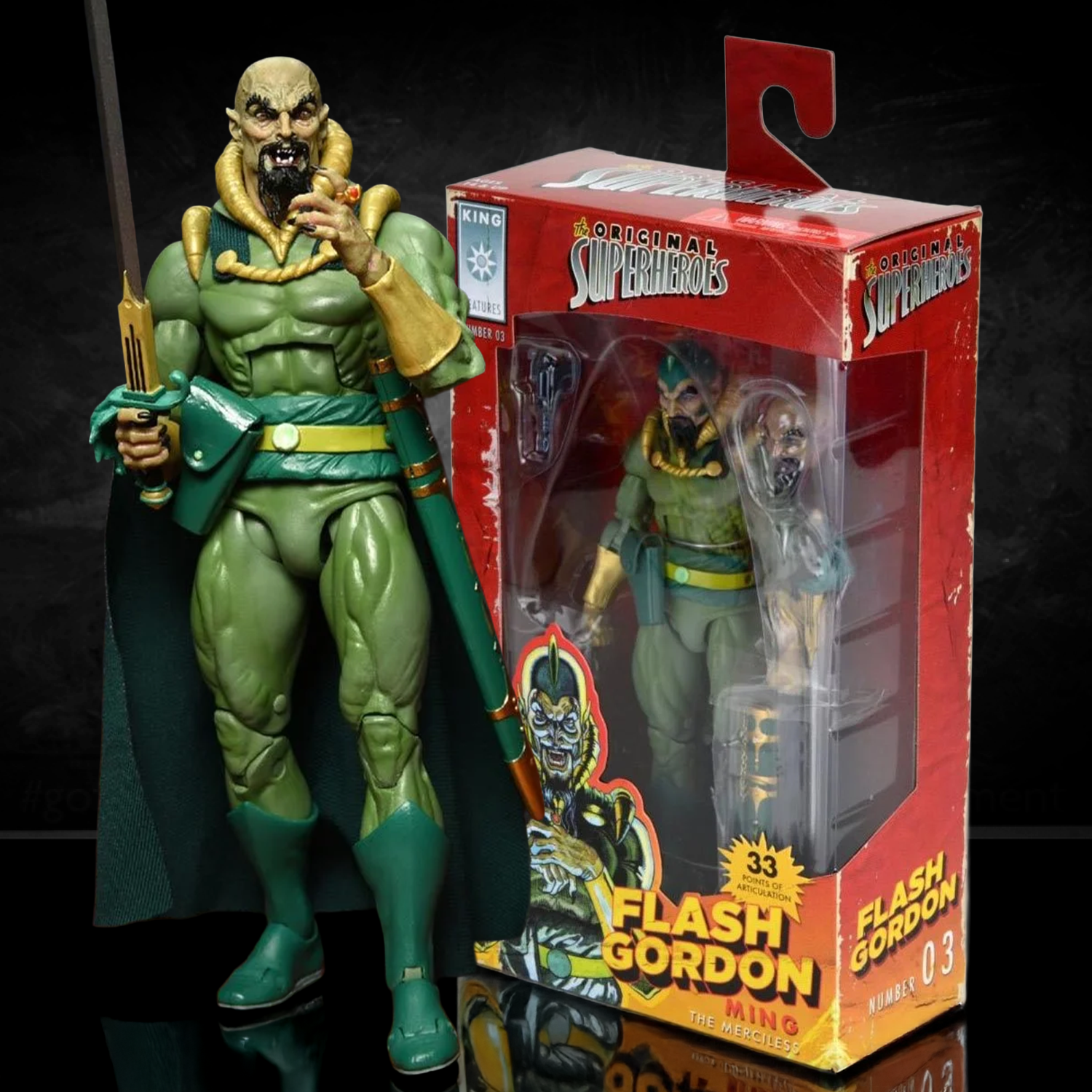 Ming the Merciless King Features Original Superheroes NECA 7-Inch Action Figure by Neca new in box with sword and cape collectible