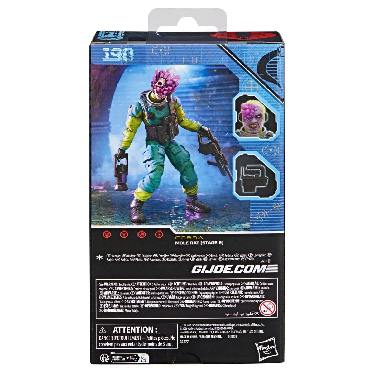 Mole Rat (Stage 2) "190" G.I. Joe Classified Series 6 inch COBRA Action Figure by Hasbro in packaging showing figure and accessories