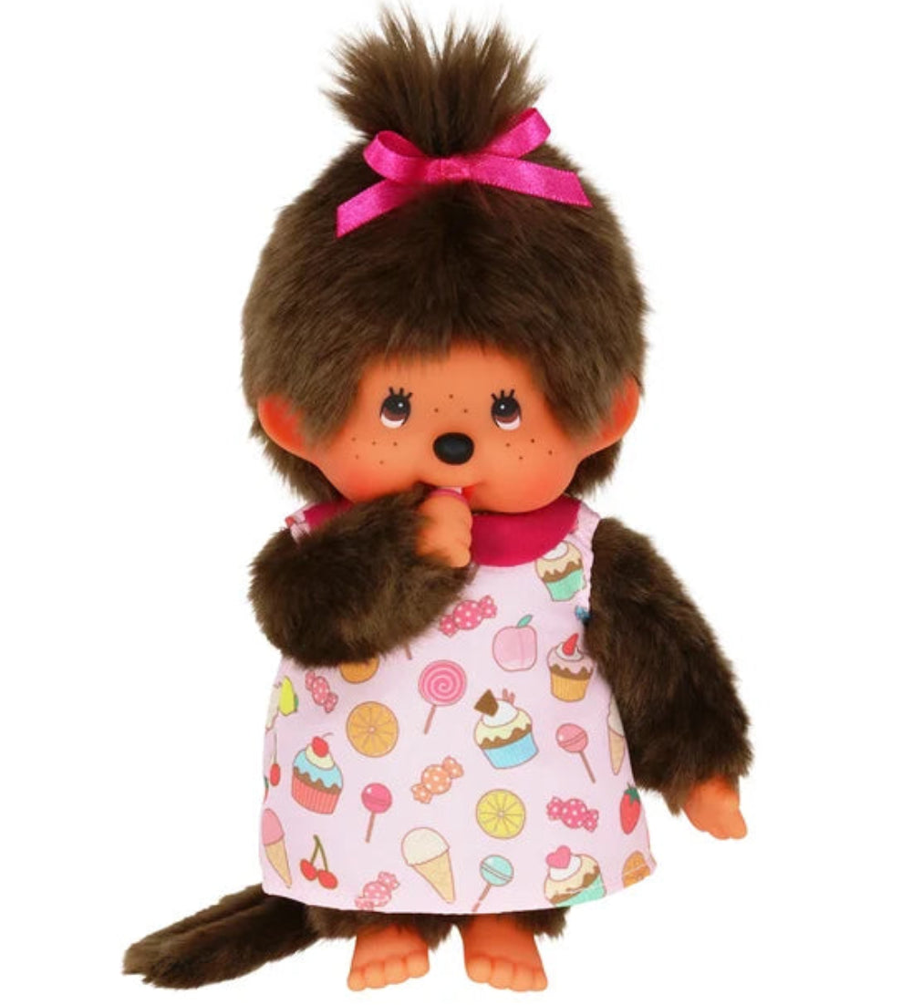 Monchhichi Pop N Candy Series Girl Candy Dress 8 Inch Plush Doll by Sekiguchi in pink candy dress