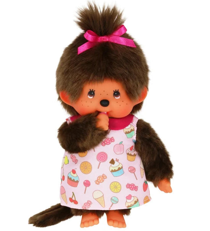 Monchhichi Pop N Candy Series Girl Candy Dress 8 Inch Plush Doll by Sekiguchi in pink candy dress