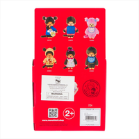 Sekiguchi Monchhichi collectible plush dolls in various outfits displayed on red packaging back panel.