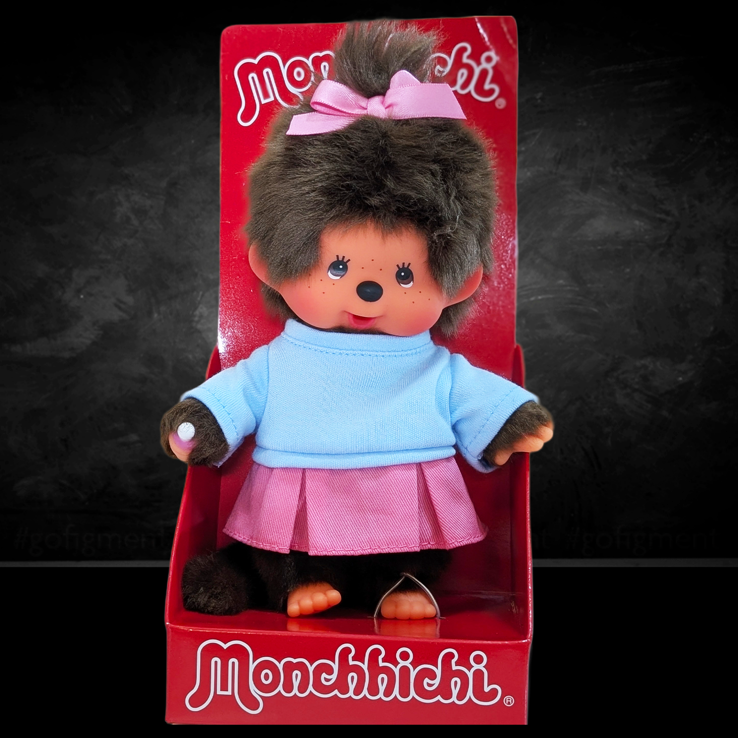 Official Sekiguchi 8-inch Monchhichi Girl Pretty in Pink plush doll collectible, often searched as a Monchichi monkey toy.