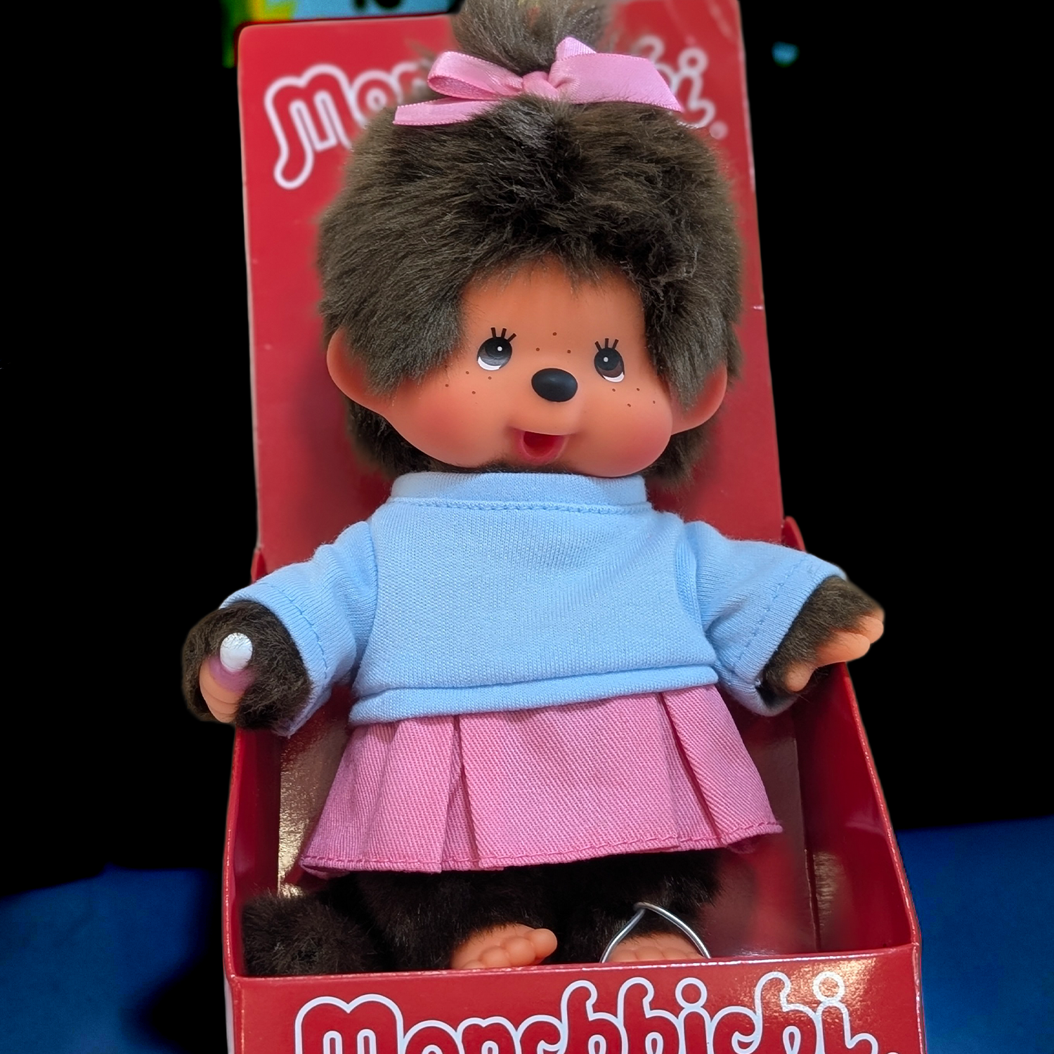 Official Sekiguchi 8-inch Monchhichi Girl Pretty in Pink plush doll collectible, often searched as a Monchichi monkey toy.