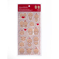 Sekiguchi Monchhichi fuzzy sticker sheet 2 pack with assorted cute character designs on white background