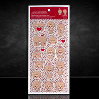 Sekiguchi Monchhichi fuzzy sticker sheets 2 pack with assorted cute character designs on white backing