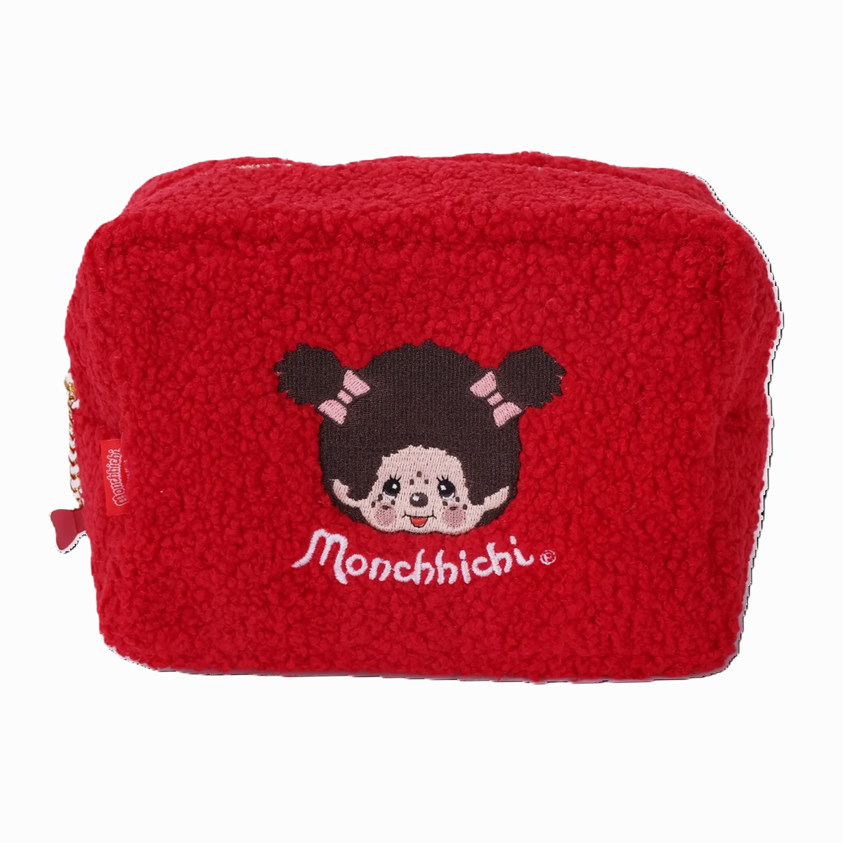 Monchhichi Girl Makeup Bag Pouch Sekiguchi Accessory red fleece pouch with Monchhichi face