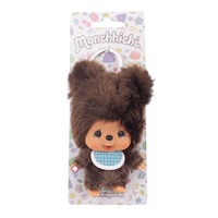 4" Monchhichi Friends Mascot 4 Pack BUNDLE of Keychain Bag Charms featuring a brown Sekiguchi plush keychain charm