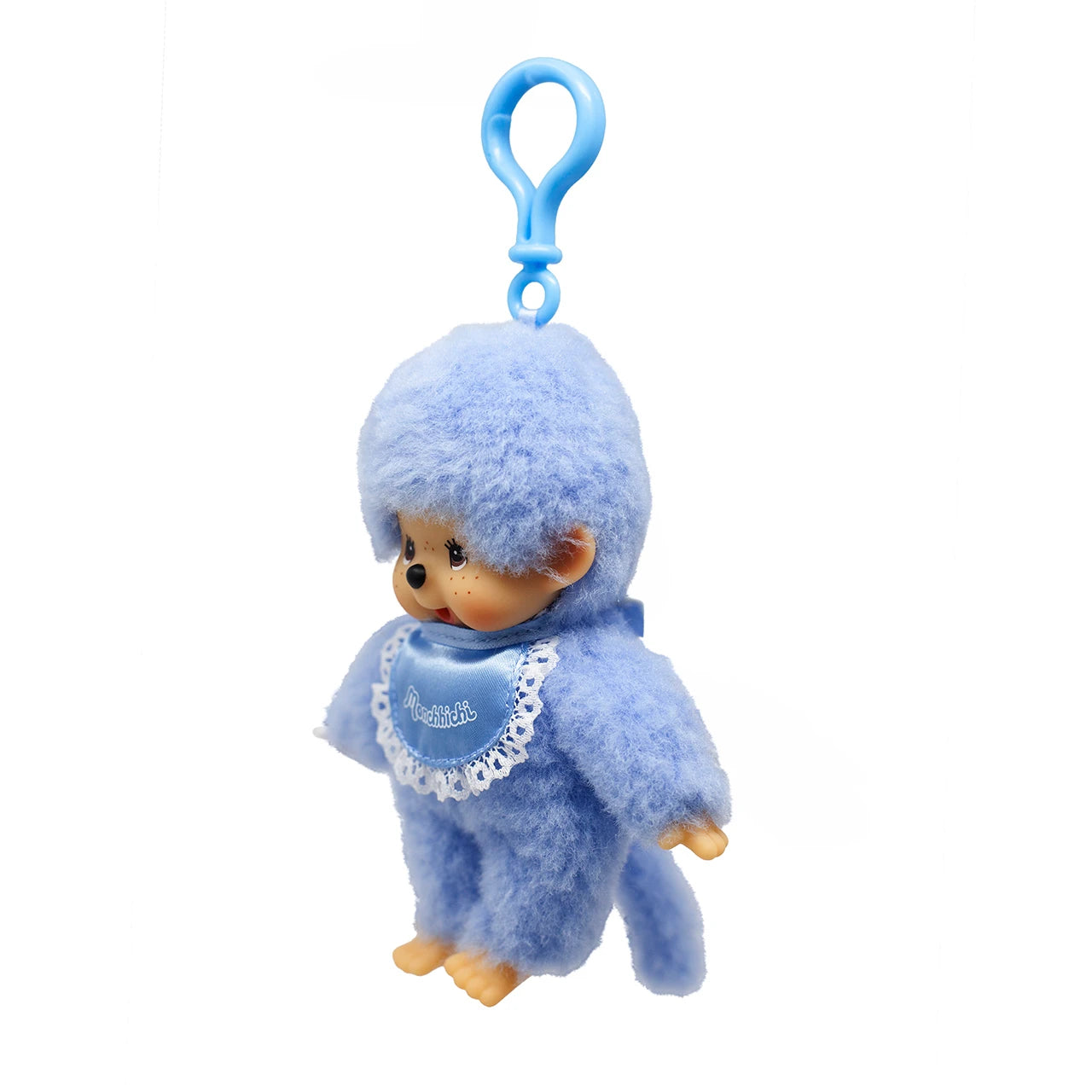Monchhichi Lacie Blue Satin Bib Plush Keychain 4 Inch Figure by Sekiguchi
