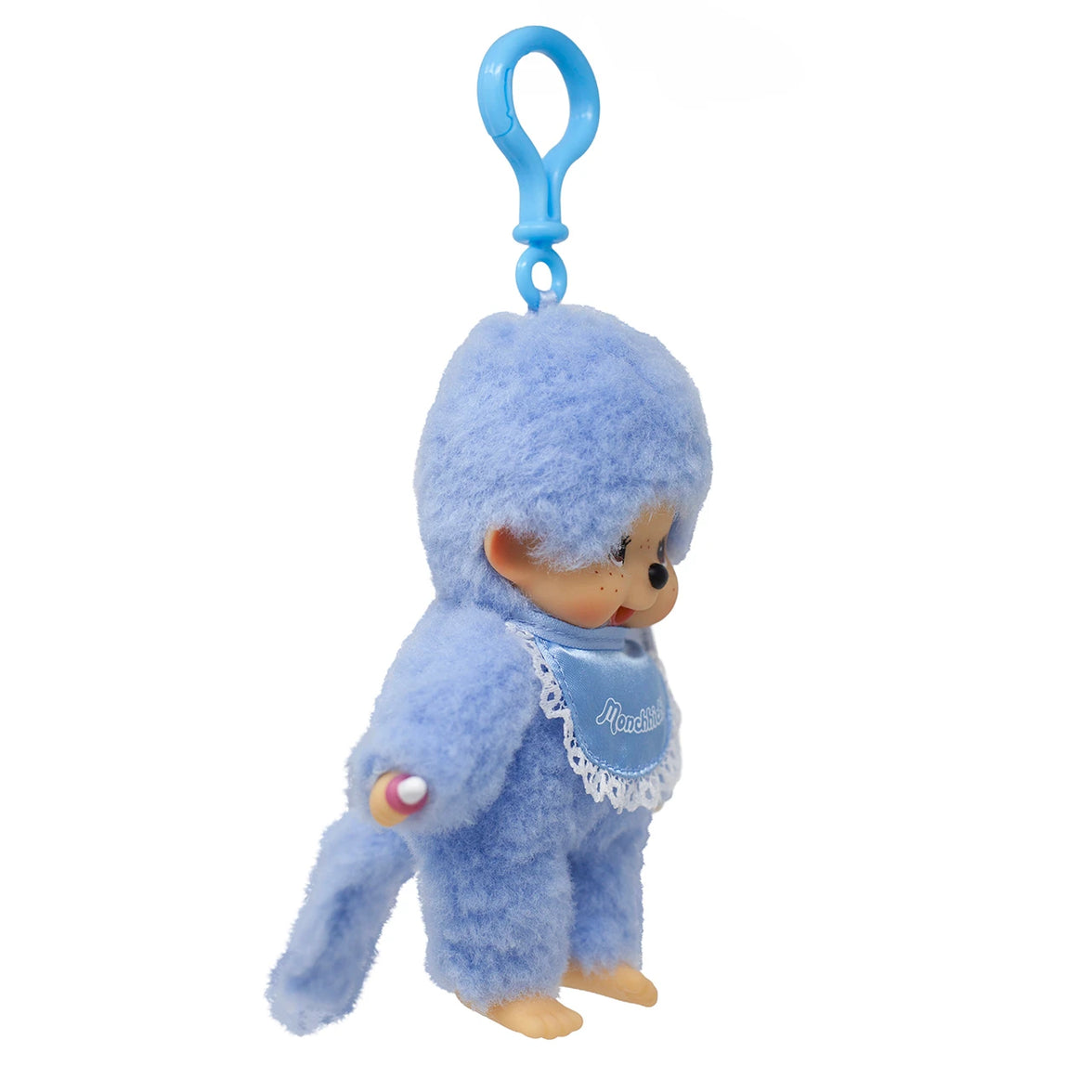 Monchhichi Lacie Blue Satin Bib Plush Keychain 4 Inch Figure by Sekiguchi