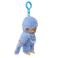 Monchhichi Lacie Blue Satin Bib Plush Keychain 4 Inch Figure by Sekiguchi