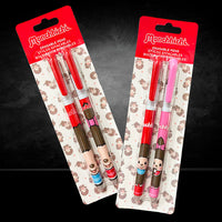 Sekiguchi Monchhichi erasable pen set featuring four vintage collectible pens with playful character designs