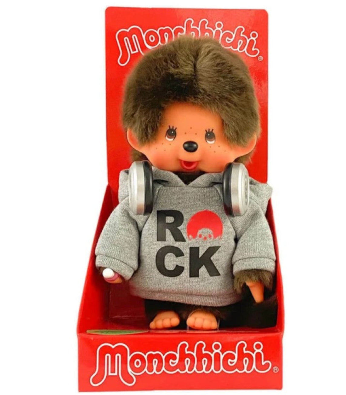 Monchhichi Pop Rockstar in Hoodie Plush 8 Inch Figure with Headphones by Sekiguchi