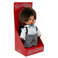 Monchhichi Japanese Style School Bag Boy 8-Inch Plush in red display box