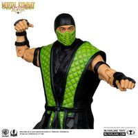 McFarlane 7 inch Reptile Mortal Kombat Klassic action figure in green and black ninja outfit posed with fists up