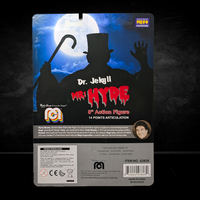 Mr. Hyde Articulated Mego Action Figure 8 inch packaging back showing silhouette and branding by Mego.