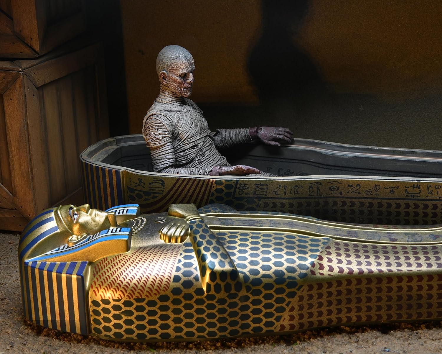 NECA Universal Monsters Ultimate Mummy 7" Figure & Accessory Pack Combo - New with detailed sarcophagus and wrapped figure by Neca