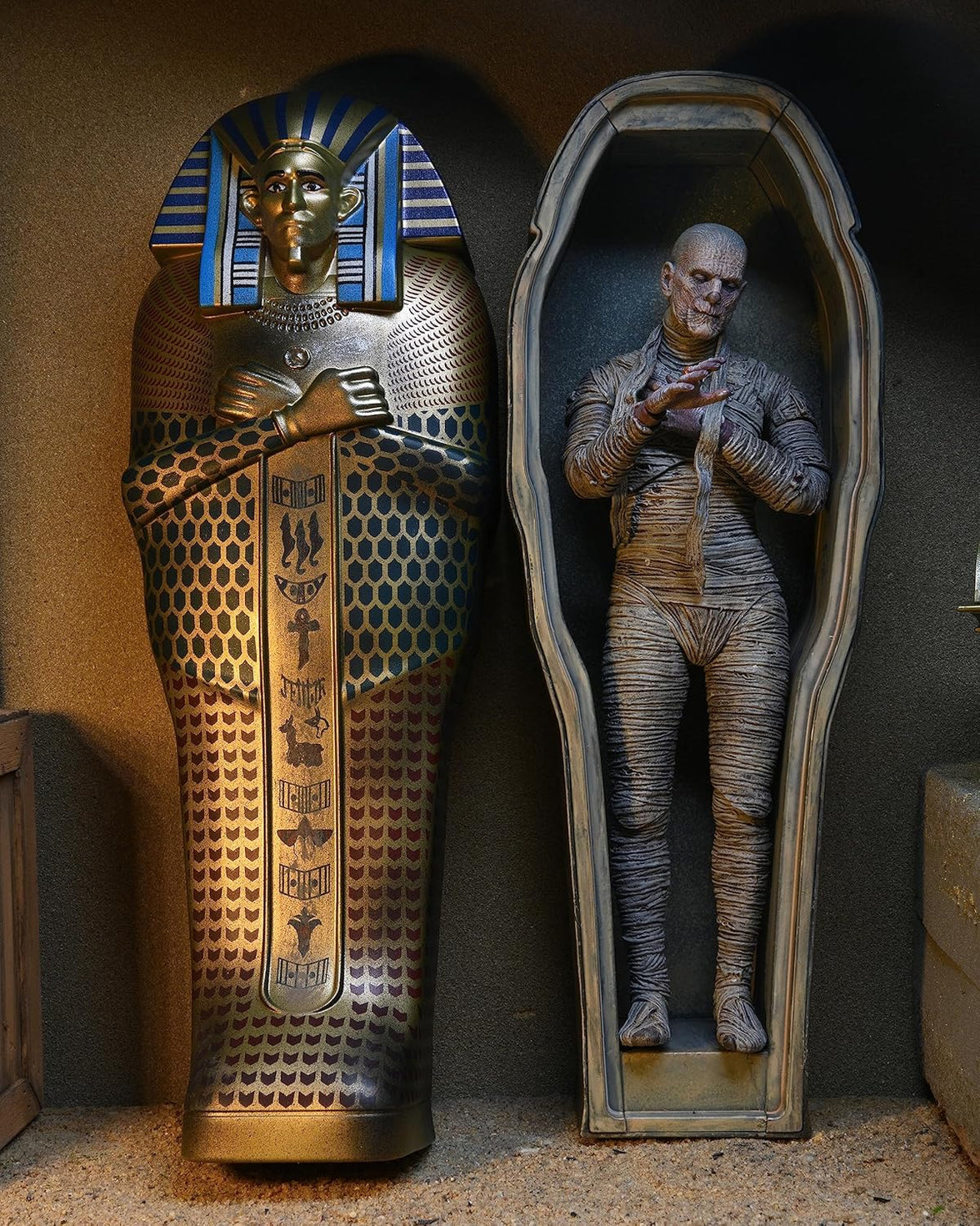 NECA Universal Monsters Ultimate Mummy 7" Figure & Accessory Pack Combo - New with detailed wrapped figure and ornate sarcophagus by Neca