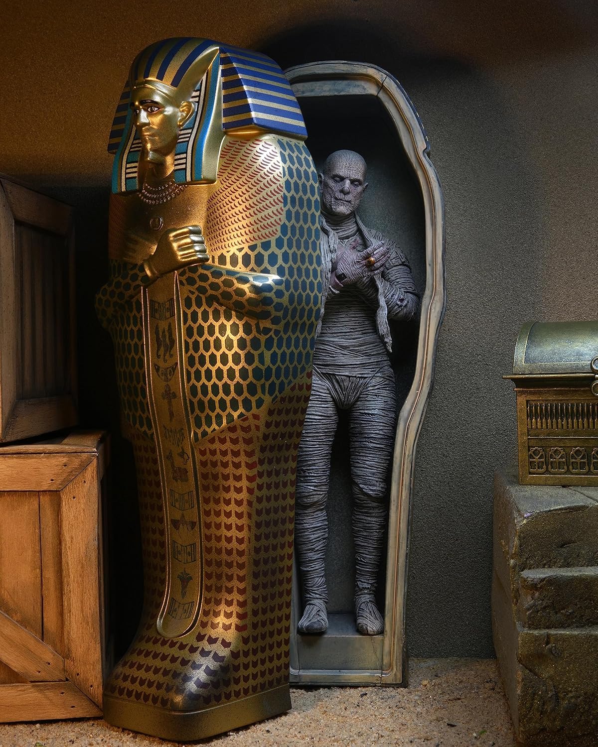 NECA Universal Monsters Ultimate Mummy 7" Figure & Accessory Pack Combo - New with detailed sarcophagus and wrapped mummy figure by Neca