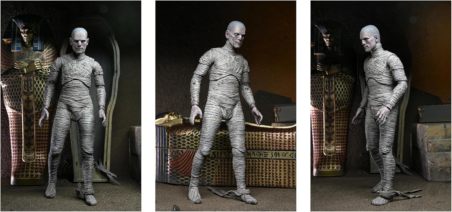 NECA Universal Monsters Ultimate Mummy 7" Figure & Accessory Pack Combo - New by Neca with detailed wrapped mummy figure and artifacts