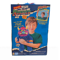 My Pet Monster 14-Inch Deluxe Plush Toy by The Loyal Subjects 2026 held by boy, playing, brand Playskool packaging visible
