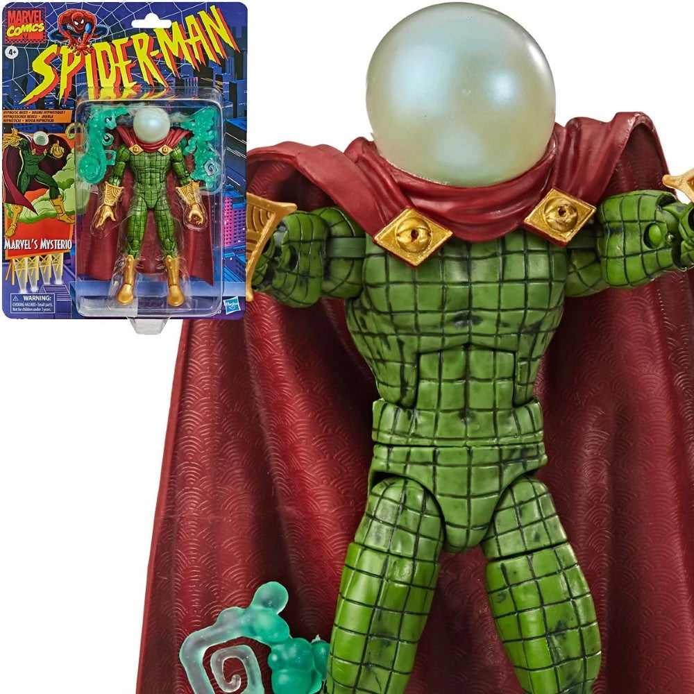 Mysterio Spider-Man Marvel Legends Series Action Figure by Hasbro 6 Inch in green suit and red cape