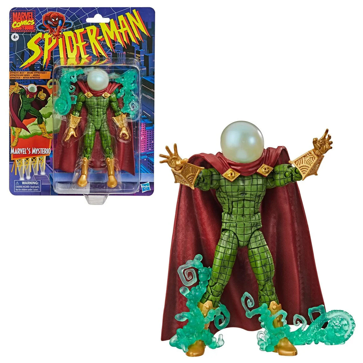 Mysterio Spider-Man Marvel Legends Series Action Figure by Hasbro 6 Inch with green suit and red cape