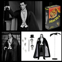 Dracula of Carfax Abbey Black and White 7 inch Neca Action Figure Universal Monsters with accessories and collector packaging new in box