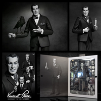 Vincent Price - Ultimate Silver Screen Edition B&W NECA 7-Inch Action Figure in black suit with raven and candle, new in box by Neca
