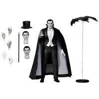 Dracula of Carfax Abbey Black and White 7 inch Neca Action Figure Universal Monsters with accessories and flying bat stand new in box