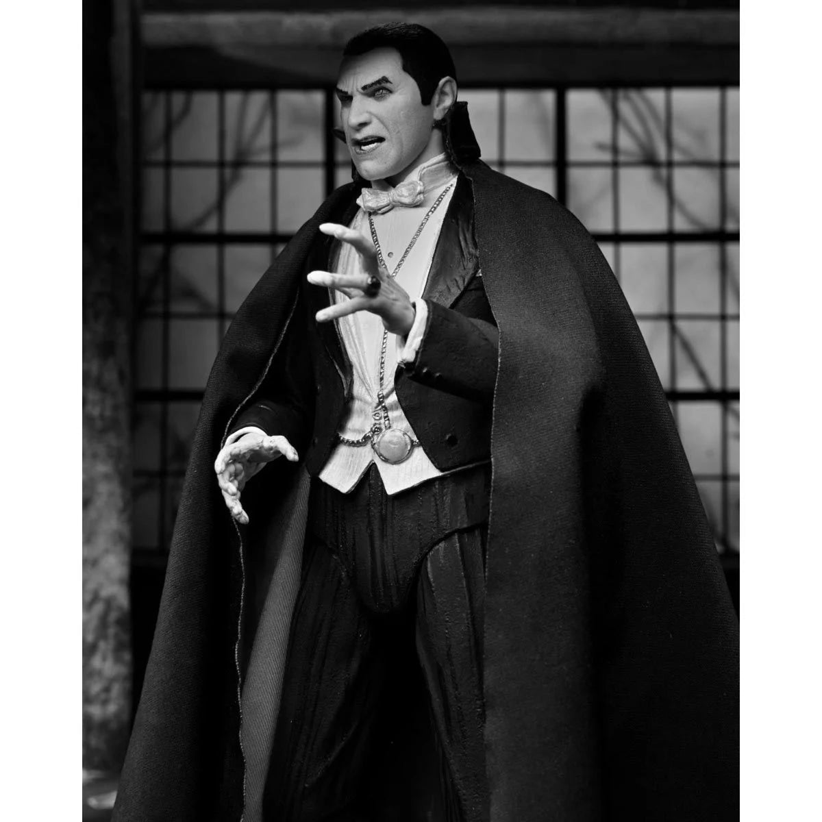 Dracula of Carfax Abbey Black and White 7 inch Neca Action Figure Universal Monsters in detailed tuxedo and flowing cape new in box