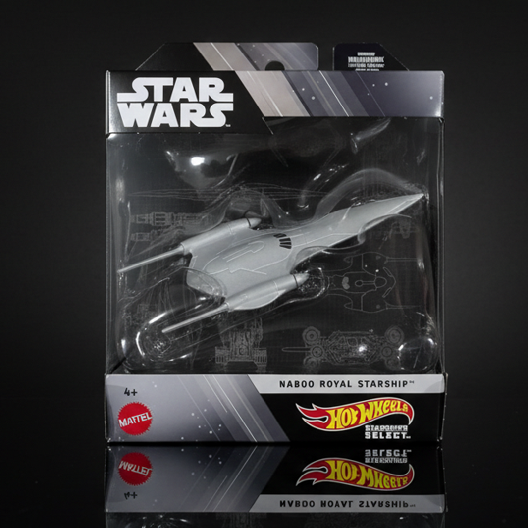 Mattel Star Wars Hot Wheels Starships Select Naboo Royal Starship 1:50 scale die-cast vehicle in packaging