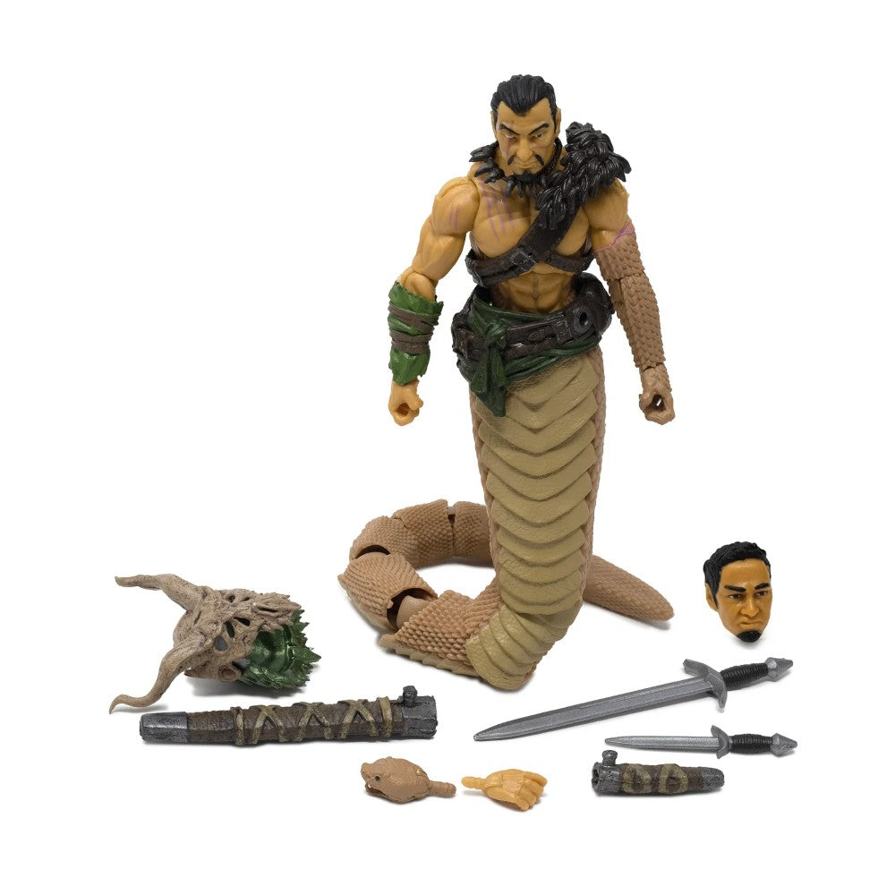 Naga the Serpent Druid -Vitruvian H.A.C.K.S. 1:18 Scale Action Figure by Boss Fight Studio Llc with weapons and extra head accessory