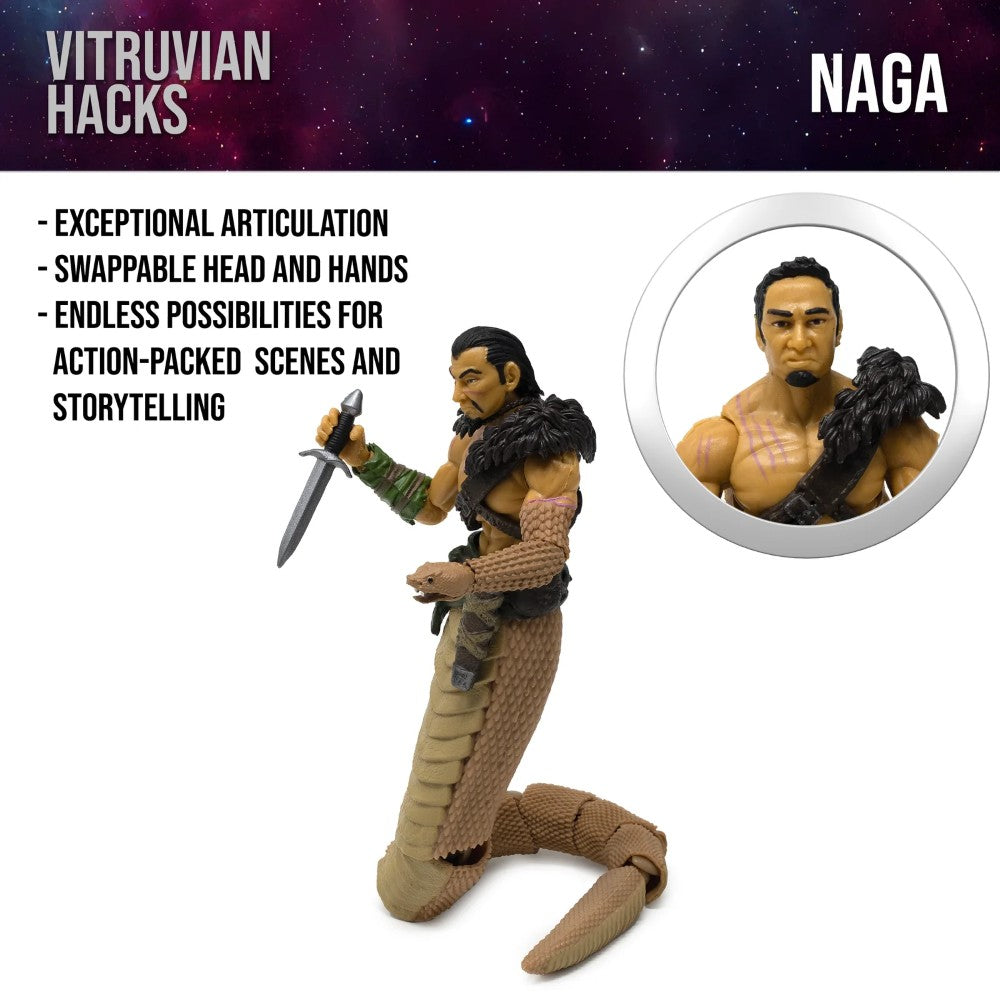 Naga the Serpent Druid -Vitruvian H.A.C.K.S. 1:18 Scale Action Figure by Boss Fight Studio Llc with dagger and articulated pose