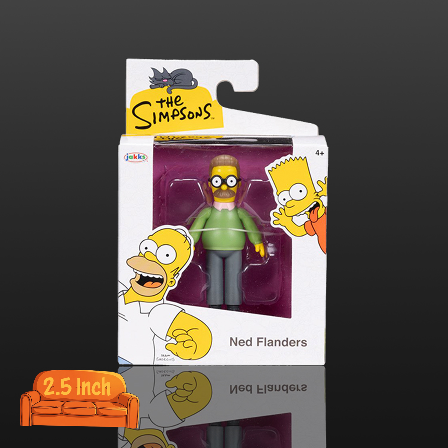 Ned Flanders The Simpsons Action Figure 2 1/2" Scale by Jakks Pacific, new in box collectible toy figure