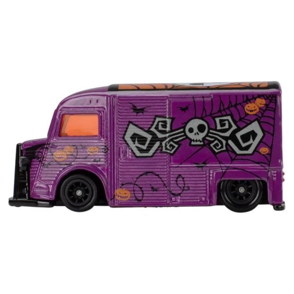 Mattel Hot Wheels Premium Pop Culture Citroen Type H die-cast model in purple with Nightmare Before Christmas design