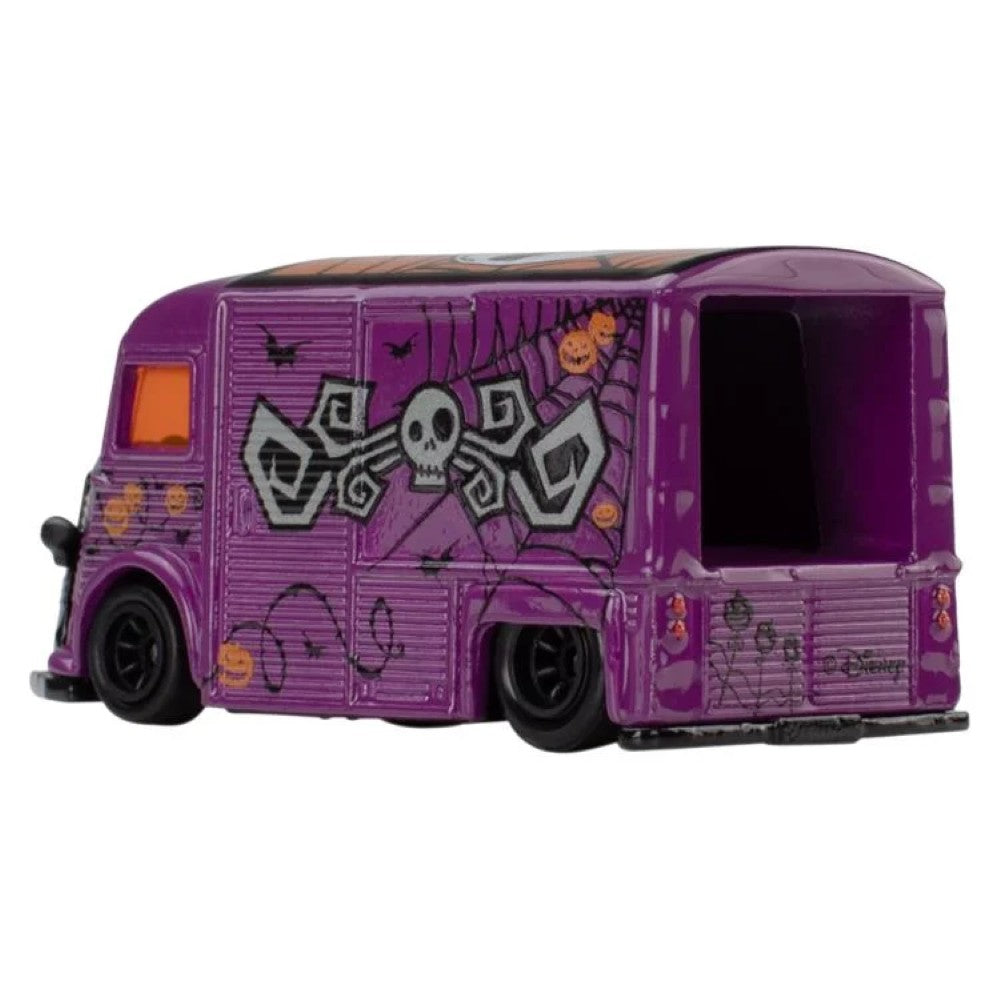Mattel Hot Wheels 1:64 scale Citroen Type H die-cast model in purple with Nightmare Before Christmas design