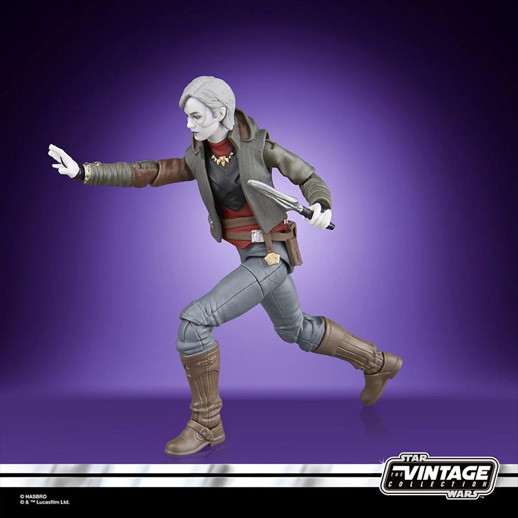 Kenner Star Wars Vintage Collection Nightsister Merrin 3.75-inch action figure in dynamic pose on purple background