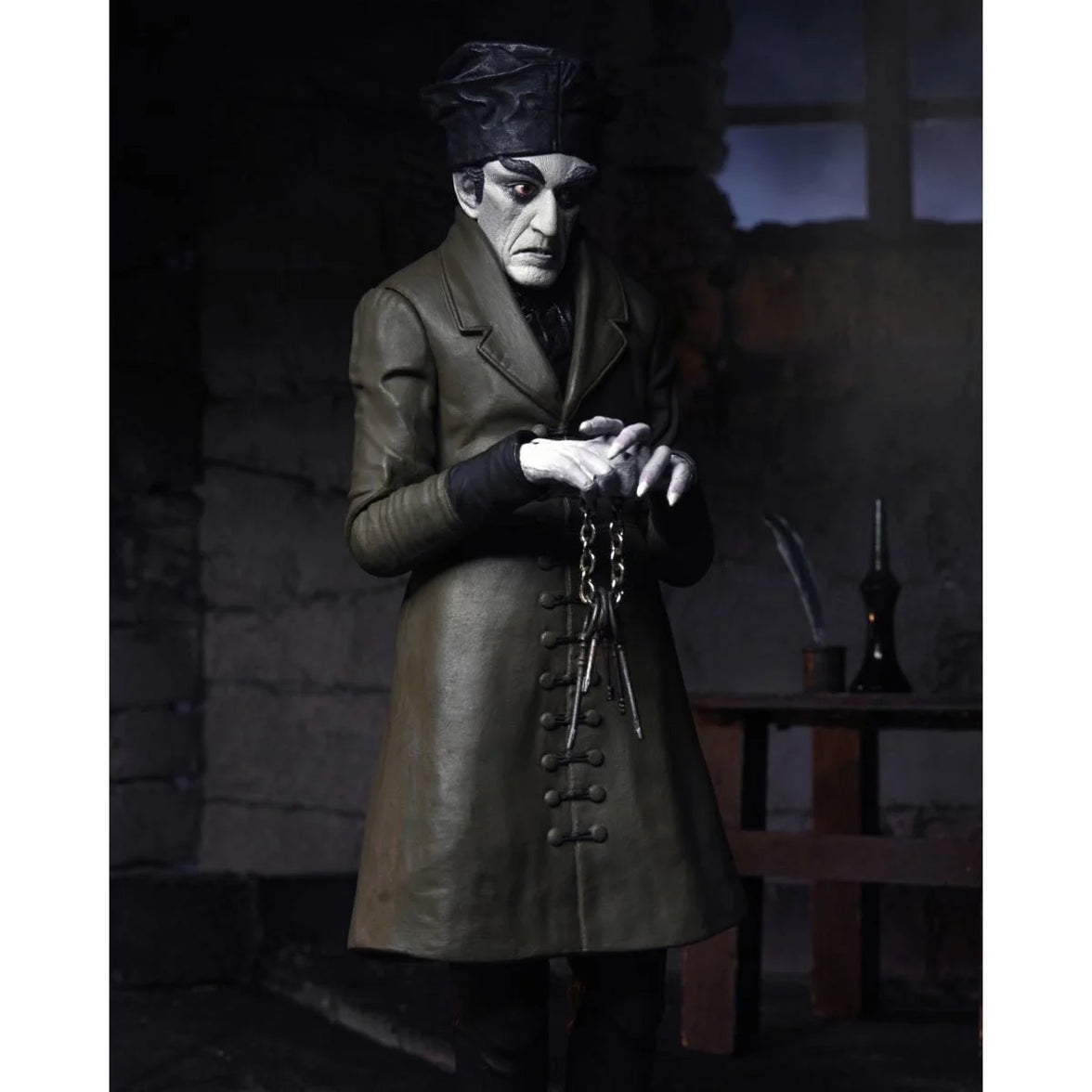 Nosferatu Ultimate Count Orlok Action Figure NECA 7” in detailed trench coat holding keys collectible toy by Neca