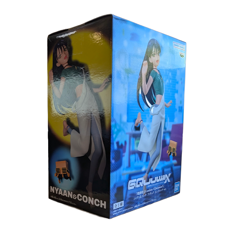 Anime figure box featuring a long haired woman in a blue outfit with illustrated artwork on the packaging