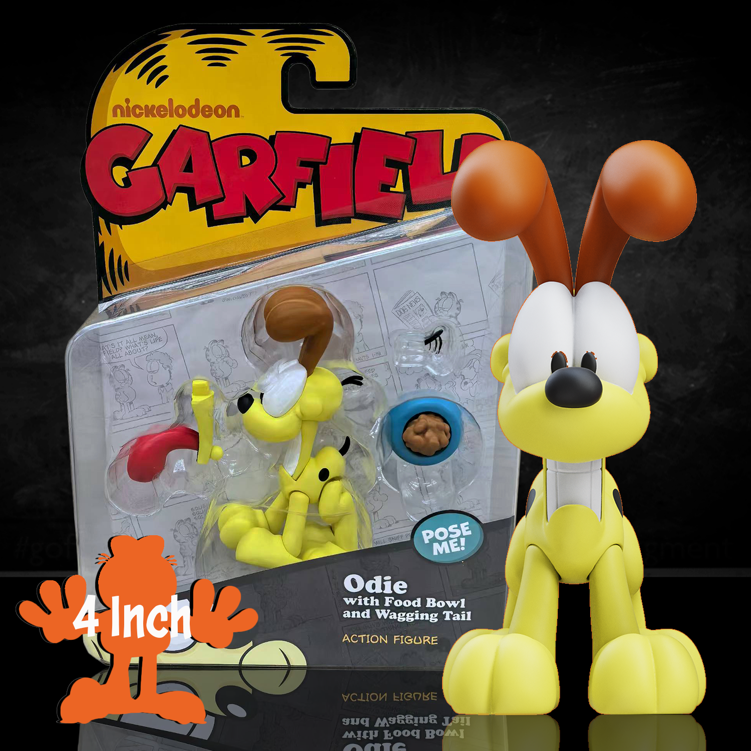 Garfield Wave 1 Odie Action Figure - 17 Points of Articulation with Accessories - Classic Comic Dog Collectible by Boss Fight Studio Llc new in box